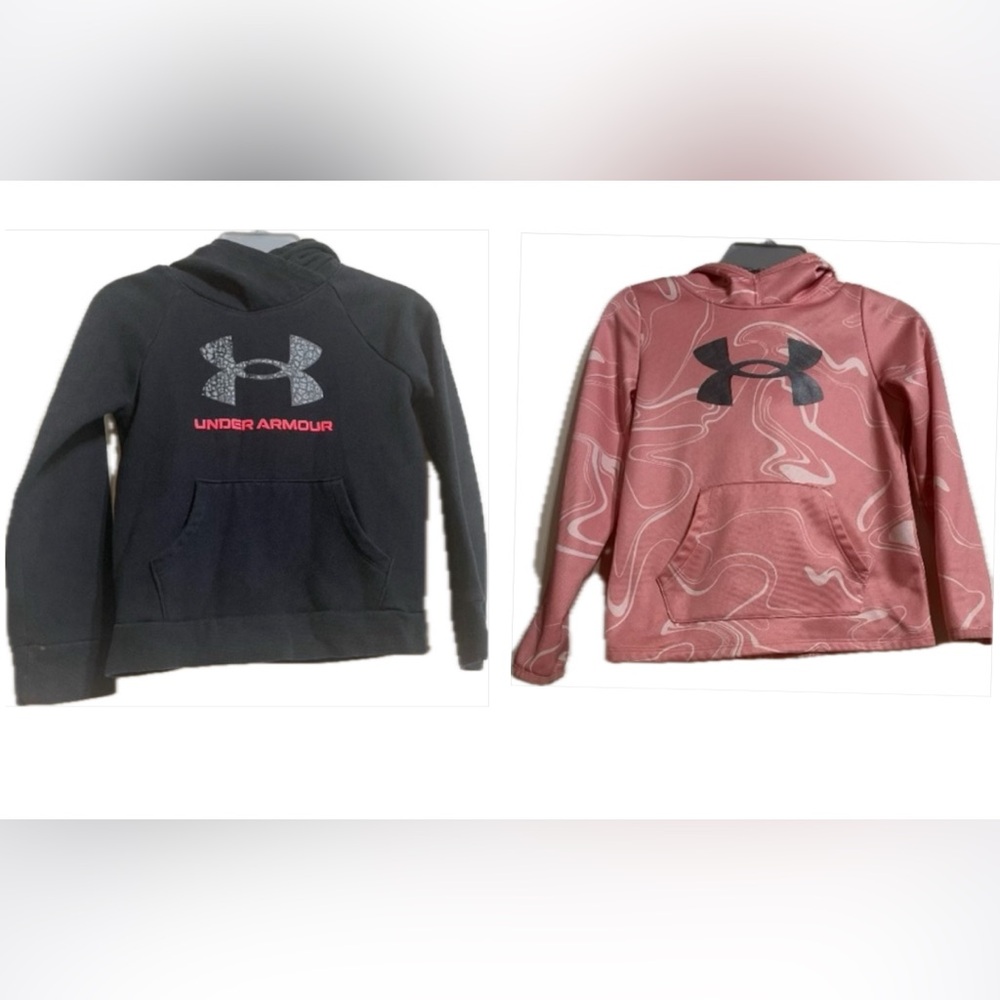 Bundle of 2 Under Armour Hoodies Sweatshirts (Black and Pink)*Girl size XS*